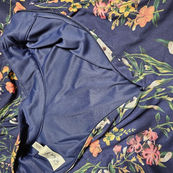 Eliza J Floral Long Sleeve Mesh Dress Navy Multicolored NWT - Picture 8 of 11